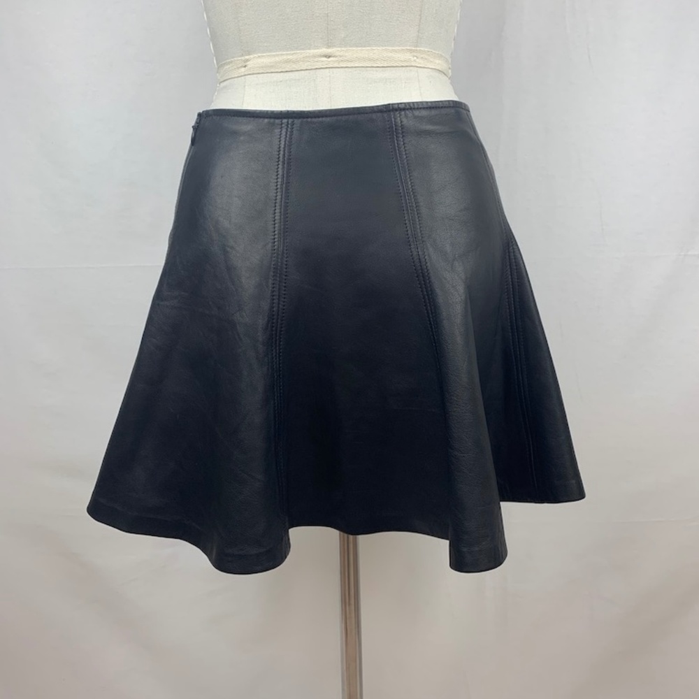 Polo Ralph Lauren A-Line Leather Mini Skater Skirt - Picture 4 of 8